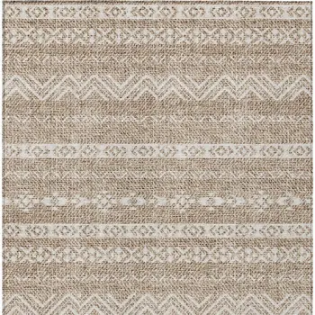9' X 12' Brown And Beige Southwestern Washable Indoor Outdoor Area Rug