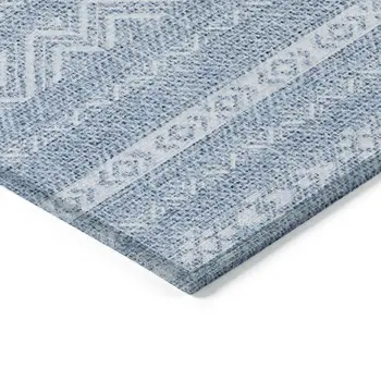 3' X 5' Blue And Denim Blue Southwestern Washable Indoor Outdoor Area Rug
