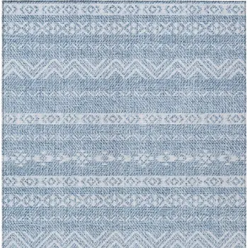 3' X 5' Blue And Denim Blue Southwestern Washable Indoor Outdoor Area Rug