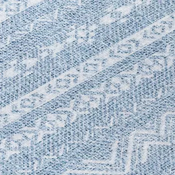8' Blue And Denim Blue Round Southwestern Washable Indoor Outdoor Area Rug
