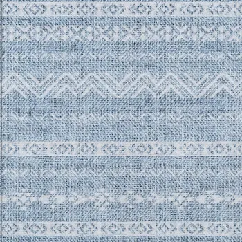 10' X 14' Blue And Denim Blue Southwestern Washable Indoor Outdoor Area Rug