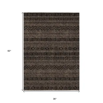 3' X 5' Chocolate And Brown Southwestern Washable Indoor Outdoor Area Rug