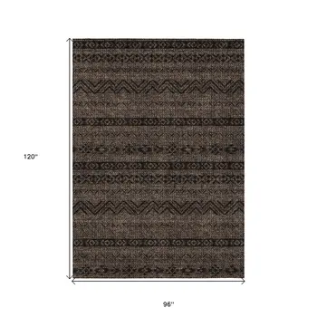 8' X 10' Chocolate And Brown Southwestern Washable Indoor Outdoor Area Rug