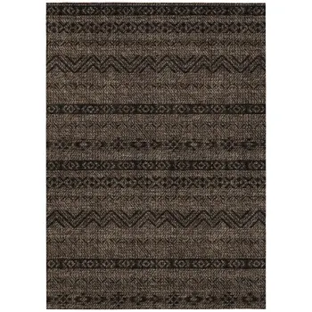 8' X 10' Chocolate And Brown Southwestern Washable Indoor Outdoor Area Rug