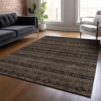 8' X 10' Chocolate And Brown Southwestern Washable Indoor Outdoor Area Rug