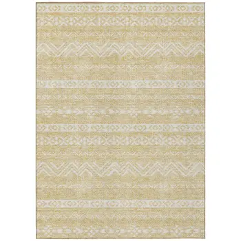 5' X 8' Gold And Beige Southwestern Washable Indoor Outdoor Area Rug
