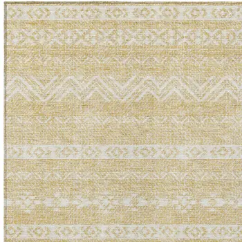 5' X 8' Gold And Beige Southwestern Washable Indoor Outdoor Area Rug