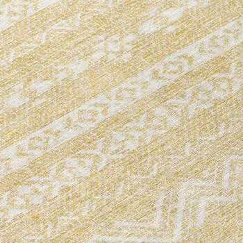 8' Gold And Beige Round Southwestern Washable Indoor Outdoor Area Rug