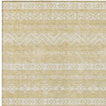 9' X 12' Gold And Beige Southwestern Washable Indoor Outdoor Area Rug
