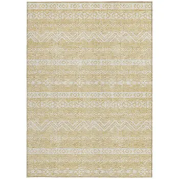 10' X 14' Gold And Beige Southwestern Washable Indoor Outdoor Area Rug