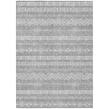 3' X 5' Gray And Silver Southwestern Washable Indoor Outdoor Area Rug