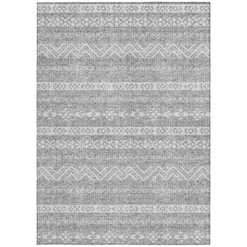 3' X 5' Gray And Silver Southwestern Washable Indoor Outdoor Area Rug