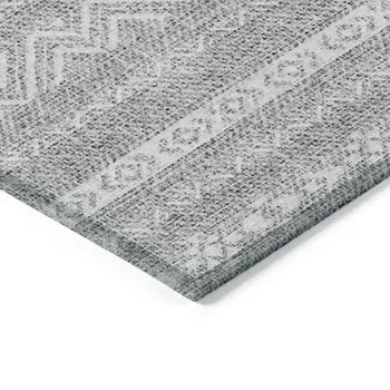 3' X 5' Gray And Silver Southwestern Washable Indoor Outdoor Area Rug
