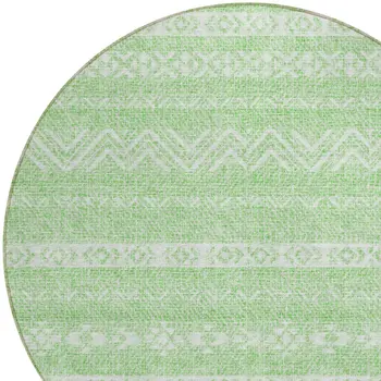 8' Lime Green And Green Round Southwestern Washable Indoor Outdoor Area Rug