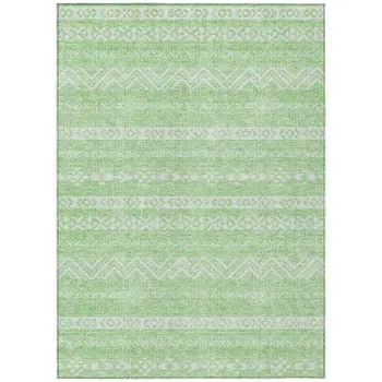 8' X 10' Lime Green And Green Southwestern Washable Indoor Outdoor Area Rug