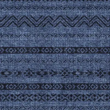 3' X 5' Navy Blue Southwestern Washable Indoor Outdoor Area Rug
