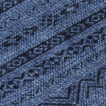 8' Navy Blue Round Southwestern Washable Indoor Outdoor Area Rug