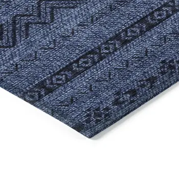 8' X 10' Navy Blue Southwestern Washable Indoor Outdoor Area Rug