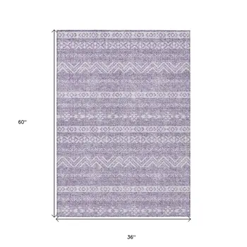 3' X 5' Purple And Lavender Southwestern Washable Indoor Outdoor Area Rug