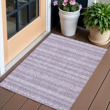 3' X 5' Purple And Lavender Southwestern Washable Indoor Outdoor Area Rug