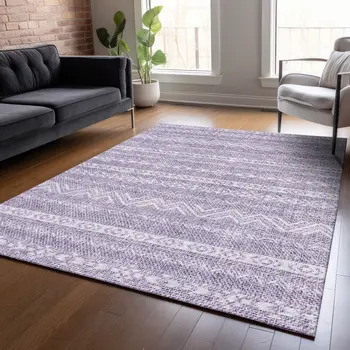 3' X 5' Purple And Lavender Southwestern Washable Indoor Outdoor Area Rug