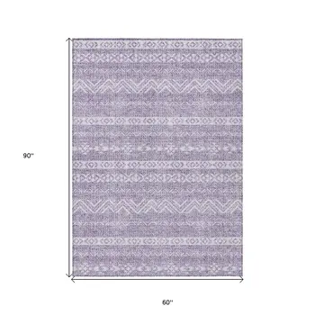 5' X 8' Purple And Lavender Southwestern Washable Indoor Outdoor Area Rug