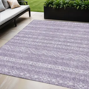5' X 8' Purple And Lavender Southwestern Washable Indoor Outdoor Area Rug