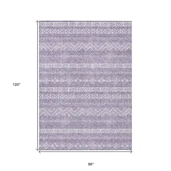 8' X 10' Purple And Lavender Southwestern Washable Indoor Outdoor Area Rug