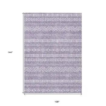 9' X 12' Purple And Lavender Southwestern Washable Indoor Outdoor Area Rug