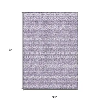 10' X 14' Purple And Lavender Southwestern Washable Indoor Outdoor Area Rug