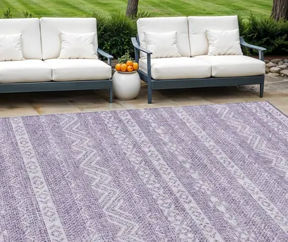 10' X 14' Purple And Lavender Southwestern Washable Indoor Outdoor Area Rug