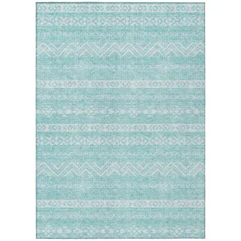 3' X 5' Teal Blue And Aqua Southwestern Washable Indoor Outdoor Area Rug