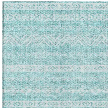 3' X 5' Teal Blue And Aqua Southwestern Washable Indoor Outdoor Area Rug
