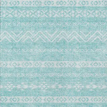 5' X 8' Teal Blue And Aqua Southwestern Washable Indoor Outdoor Area Rug