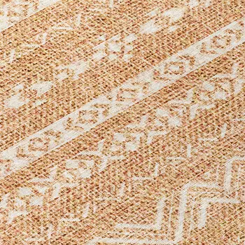 8' Terra Cotta And Beige Round Southwestern Washable Indoor Outdoor Area Rug