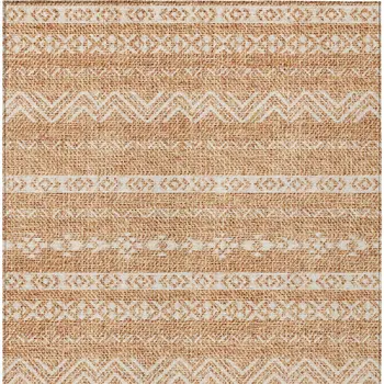 8' X 10' Terra Cotta And Beige Southwestern Washable Indoor Outdoor Area Rug