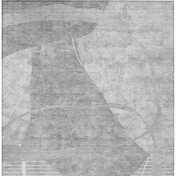 5' X 8' Gray Silver And Ivory Abstract Washable Indoor Outdoor Area Rug