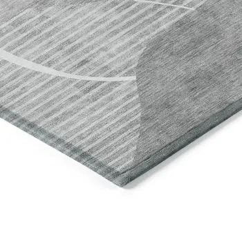 8' X 10' Gray Silver And Ivory Abstract Washable Indoor Outdoor Area Rug