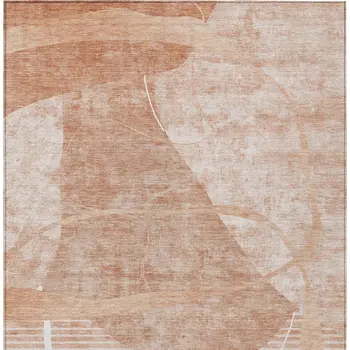 9' X 12' Salmon Copper And Ivory Abstract Washable Indoor Outdoor Area Rug