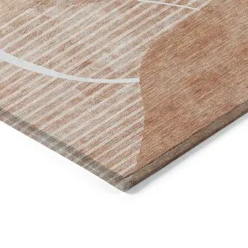 9' X 12' Salmon Copper And Ivory Abstract Washable Indoor Outdoor Area Rug
