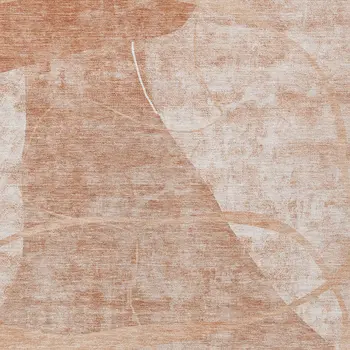 10' X 14' Salmon Copper And Ivory Abstract Washable Indoor Outdoor Area Rug