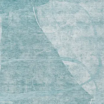 9' X 12' Turquoise Teal Blue And Ivory Abstract Washable Indoor Outdoor Area Rug