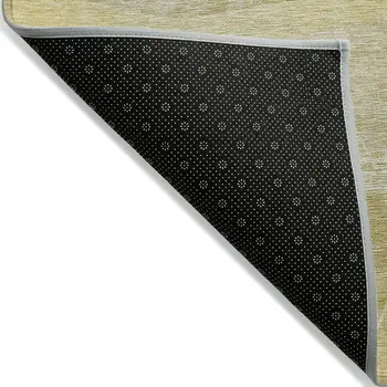 9' X 12' Wheat Gold And Ivory Abstract Washable Indoor Outdoor Area Rug