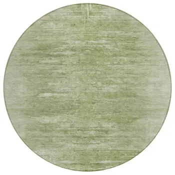8' Artichoke Green And Fern Green Round Abstract Washable Indoor Outdoor Area Rug