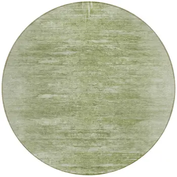 8' Artichoke Green And Fern Green Round Abstract Washable Indoor Outdoor Area Rug
