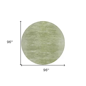 8' Artichoke Green And Fern Green Round Abstract Washable Indoor Outdoor Area Rug