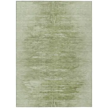 8' X 10' Artichoke Green And Fern Green Abstract Washable Indoor Outdoor Area Rug