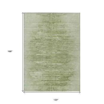 10' X 14' Artichoke Green And Fern Green Abstract Washable Indoor Outdoor Area Rug