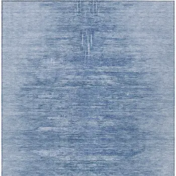 3' X 5' Denim Blue And Sky Blue Abstract Washable Indoor Outdoor Area Rug