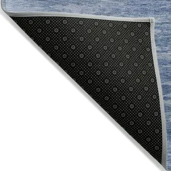 3' X 5' Denim Blue And Sky Blue Abstract Washable Indoor Outdoor Area Rug